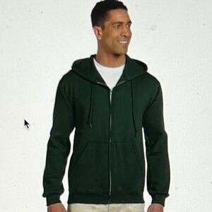 Jerzees Forest Green Full-Zip Unisex Hoodie (Men's L)